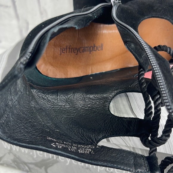 Jeffrey Campbell Zaun-Hi Black Suede Lace-Up Block Heel Round Toe Hi Ankle Pumps - Picture 9 of 13